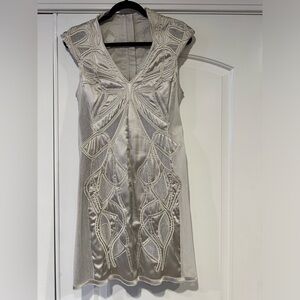 Karen Millen Silver Embroidered Mini Dress